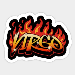 Virgo Zodiac Retro Flames Birthday Sticker